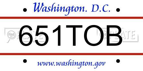 651TOB District Of Columbia License Plate