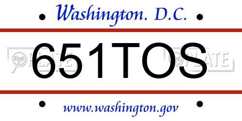 651TOS District Of Columbia License Plate
