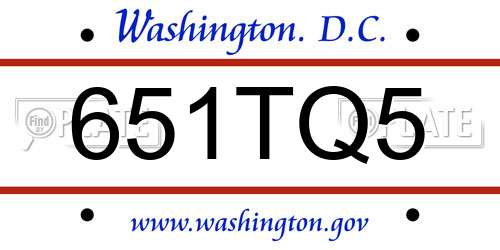 651TQ5 District Of Columbia License Plate
