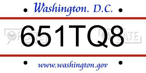 651TQ8 District Of Columbia License Plate
