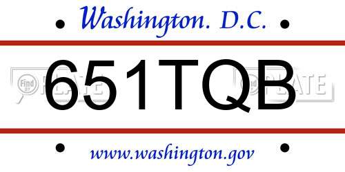 651TQB District Of Columbia License Plate