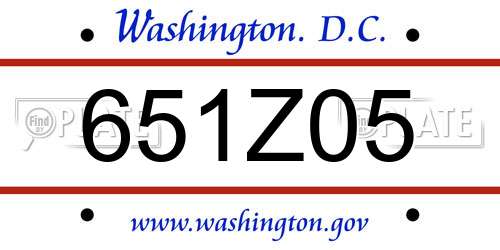 651Z05 District Of Columbia License Plate