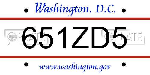 651ZD5 District Of Columbia License Plate