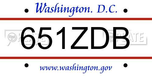 651ZDB District Of Columbia License Plate