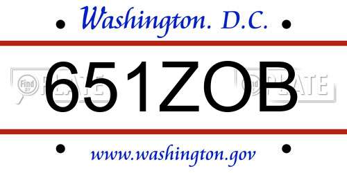 651ZOB District Of Columbia License Plate