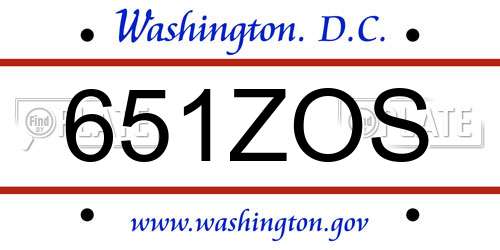 651ZOS District Of Columbia License Plate