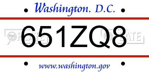 651ZQ8 District Of Columbia License Plate
