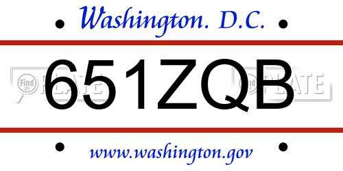 651ZQB District Of Columbia License Plate