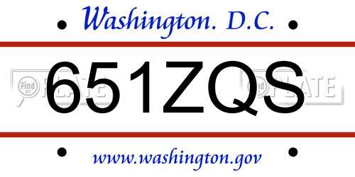 651ZQS District Of Columbia License Plate