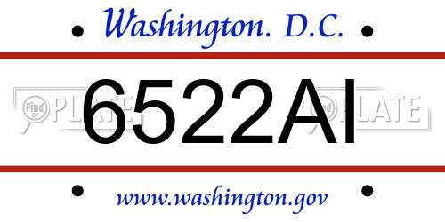6522AI District Of Columbia License Plate