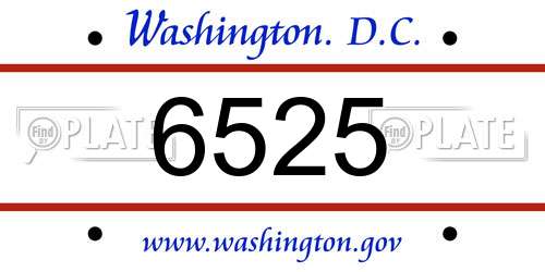 6525 District Of Columbia License Plate