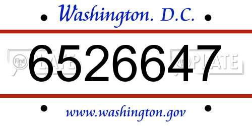 6526647 District Of Columbia License Plate