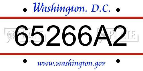 65266A2 District Of Columbia License Plate