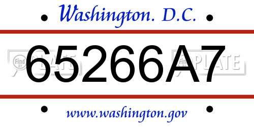 65266A7 District Of Columbia License Plate