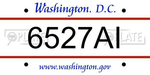 6527AI District Of Columbia License Plate