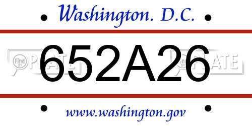 652A26 District Of Columbia License Plate