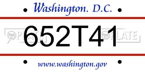 652T41 District Of Columbia License Plate