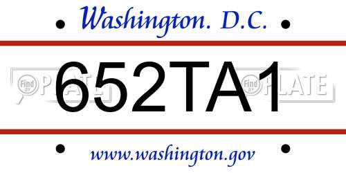 652TA1 District Of Columbia License Plate