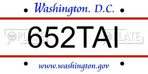 652TAI District Of Columbia License Plate