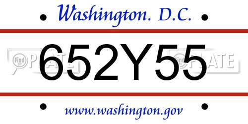 652Y55 District Of Columbia License Plate