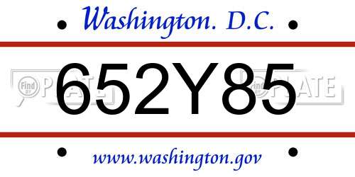 652Y85 District Of Columbia License Plate