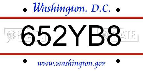 652YB8 District Of Columbia License Plate