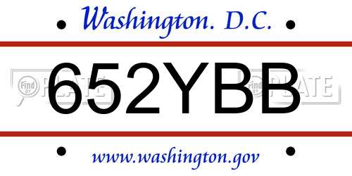 652YBB District Of Columbia License Plate