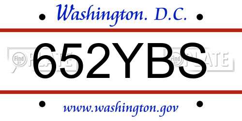 652YBS District Of Columbia License Plate