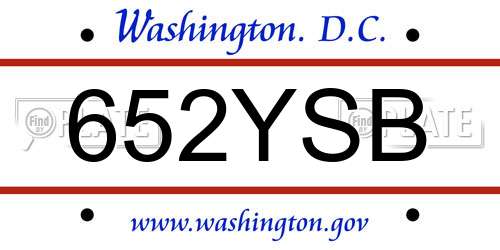 652YSB District Of Columbia License Plate