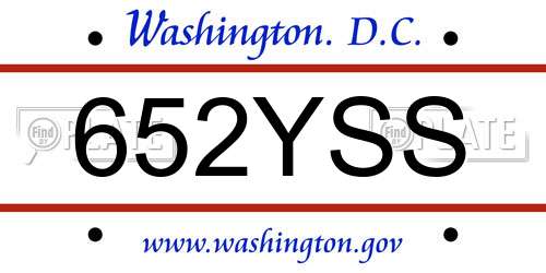 652YSS District Of Columbia License Plate