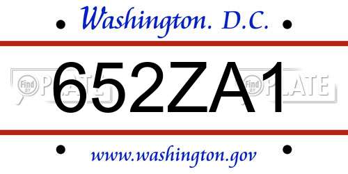 652ZA1 District Of Columbia License Plate