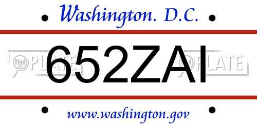 652ZAI District Of Columbia License Plate