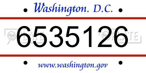 6535126 District Of Columbia License Plate