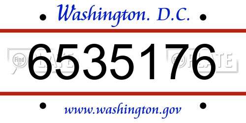 6535176 District Of Columbia License Plate