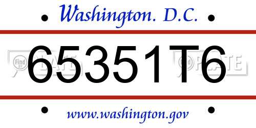 65351T6 District Of Columbia License Plate