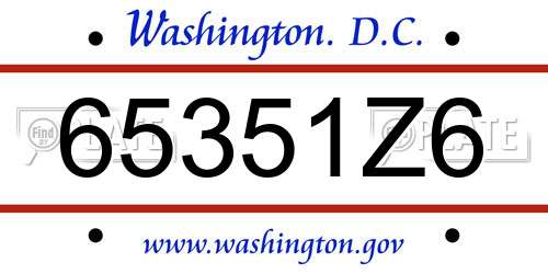 65351Z6 District Of Columbia License Plate