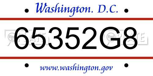 65352G8 District Of Columbia License Plate
