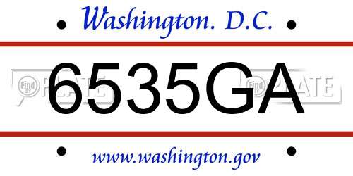 6535GA District Of Columbia License Plate