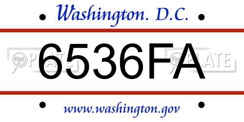 6536FA District Of Columbia License Plate