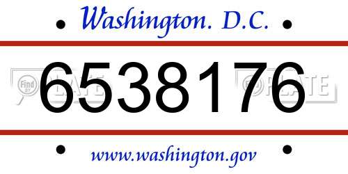 6538176 District Of Columbia License Plate