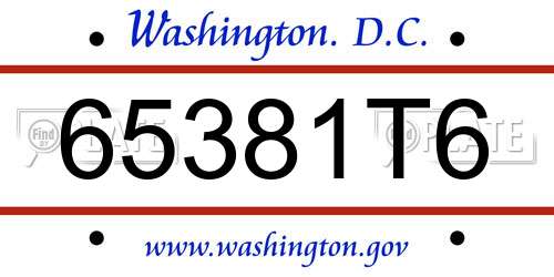 65381T6 District Of Columbia License Plate