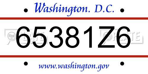 65381Z6 District Of Columbia License Plate