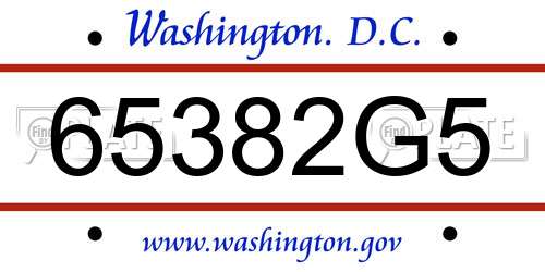 65382G5 District Of Columbia License Plate