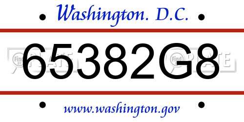 65382G8 District Of Columbia License Plate