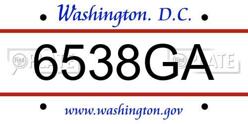 6538GA District Of Columbia License Plate