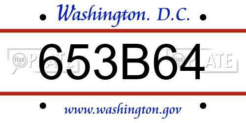 653B64 District Of Columbia License Plate