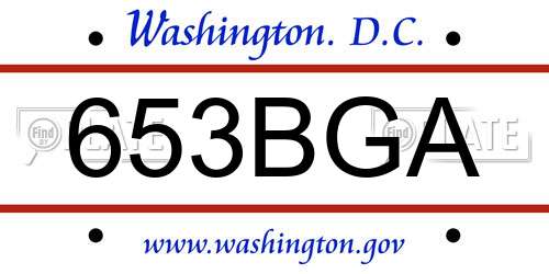 653BGA District Of Columbia License Plate