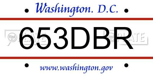 653DBR District Of Columbia License Plate
