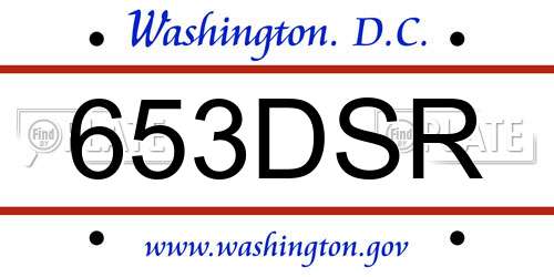 653DSR District Of Columbia License Plate