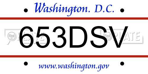 653DSV District Of Columbia License Plate